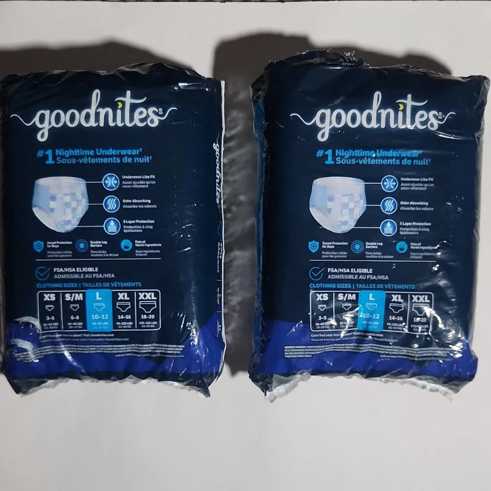 Goodnites Overnight Large 68-95 lbs 2 Packs 17 Count Disposable Diapers Unisex